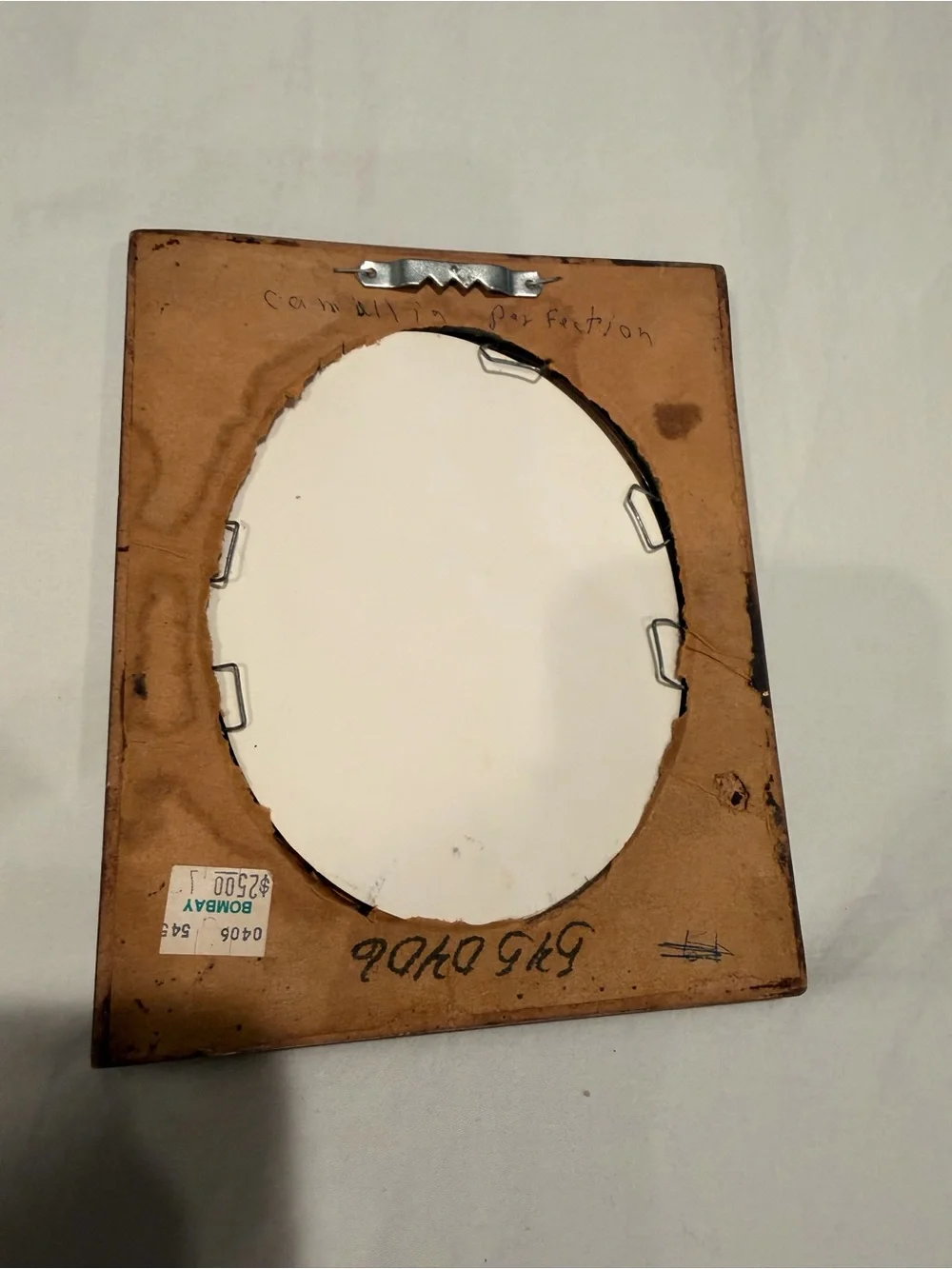 Vintage Ornate Oval Picture Frame in Distressed Whitewashed Brown and Gold